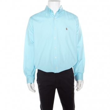 Pre Owned Ralph Lauren Sky Blue Cotton Classic Fit Long Sleeve Button Down Shirt XL