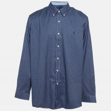 Pre Owned Ralph Lauren Blue Checked Cotton Stretch Fit Shirt XXL    