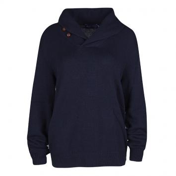 Pre Owned Ralph Lauren Navy Blue Cashmere Shawl Collar Long Sleeve Sweater M