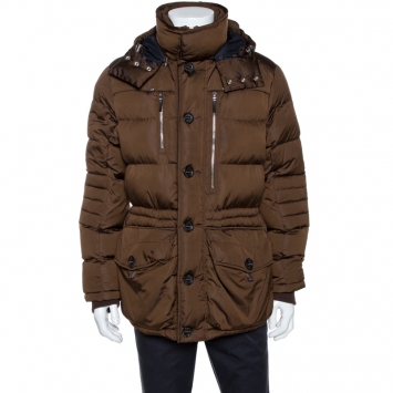 Pre Owned Ralph Lauren Brown Down Quilted Hooded Puffer Jacket M