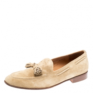 Pre Owned Ralph Lauren Beige Suede Shanley Tassel Loafers Size 42