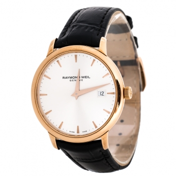 Pre Owned Raymond Weil Silver Rose Gold Plated Stainless Steel Tocatta 5488 Men's Wristwatch 39 mm