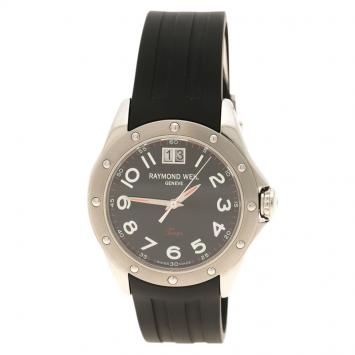 Pre Owned Raymond Weil Black Stainless Steel Tango Men's Wristwatch 37MM