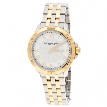 Pre Owned Raymond Weil White Two-Tone Stainless Steel Tango 8160 Men's Wristwatch 41 mm