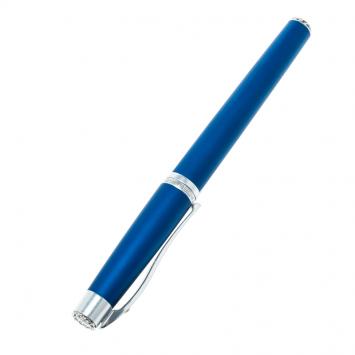 Pre Owned Roberge Orbite 2 Blue Aluminium Crystal Rollerball Pen