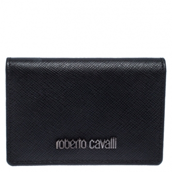 Pre Owned Roberto Cavalli Black Leather Card Holder