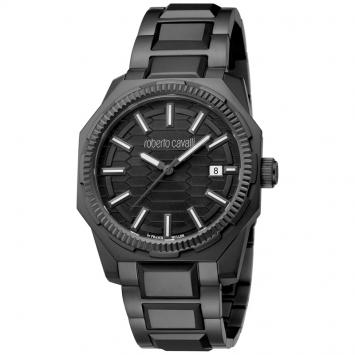 مملوكة مسبقًا Roberto Cavalli Black Stainless Steel RV1G025M0061 Men's Wristwatch 40MM