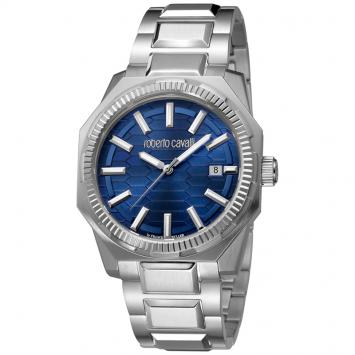 مملوكة مسبقًا Roberto Cavalli Navy Stainless Steel RV1G025M0051 Men's Wristwatch 40MM