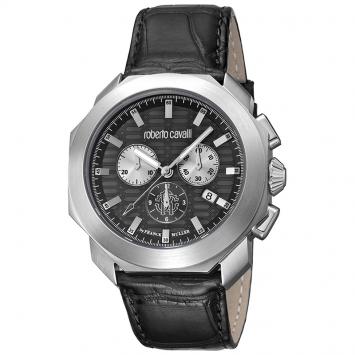 مملوكة مسبقًا Roberto Cavalli Black Stainless Steel RV1G044L0021 Men's Wristwatch 44MM