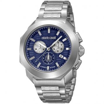 مملوكة مسبقًا Roberto Cavalli Dark Blue Stainless Steel RV1G044M0071 Men's Wristwatch 44MM