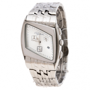 مملوكة مسبقًا Roberto Cavalli Silver Stainless Steel Kite Chronograph R7253975015 Men's Wristwatch 38 mm