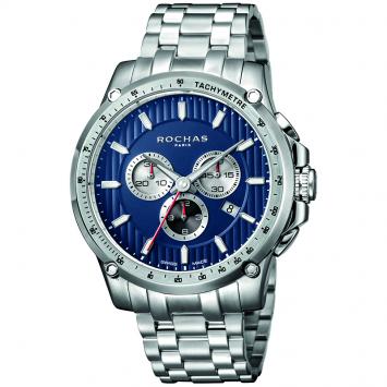 Pre Owned Rochas Dark Blue Stainless Steel RP1G016M0061 Men's Wristwatch 45MM