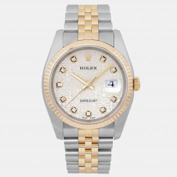 Pre Owned Rolex Datejust 116233 Silver Rose Gold, Stainless Steel, Diamond Automatic Men Wristwatch 36mm