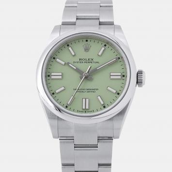 Pre Owned Rolex Oyster Perpetual 134300 Pistachio Stainless Steel Automatic Men's Watch 41mm 