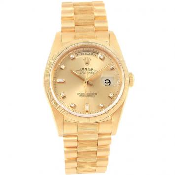Pre Owned Rolex Champagne 18K Yellow Gold President Day-Date Men's Wristwatch 36MM