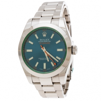 Pre Owned Rolex Blue Stainless Steel Milgauss 11600GW Men's Wristwatch 40 mm