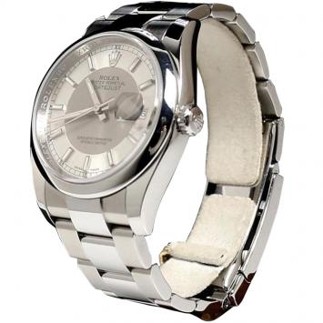 Pre Owned Rolex Silver Stainless Steel Datejust Men's Wristwatch 36MM