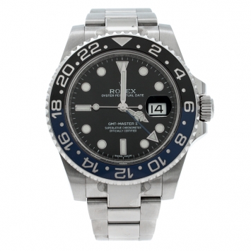 Pre Owned Rolex Black Stainless Steel GMT-Master II 'Batman' 116710 Men's Wristwatch 40 mm