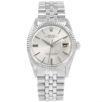 Pre Owned Rolex Silver 18K White Gold and Stainless Steel Datejust Vintage 1601 Men's Wristwatch 36MM