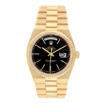Pre Owned Rolex Black 18K Yellow Gold and Stainless Steel Oysterquartz 19018 Men's Wristwatch 36MM