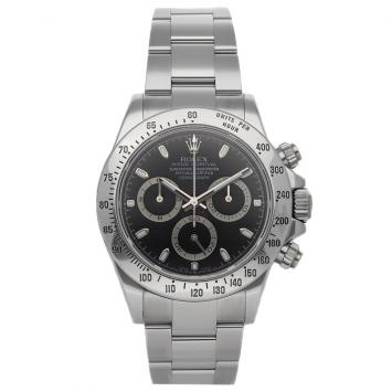 Pre Owned Rolex Black Stainless Steel Daytona 116520 Men's Wristwatch 40 mm
