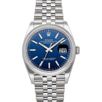 Pre Owned Rolex Blue Stainless Steel Datejust 126200 Men's Wristwatch 36 MM