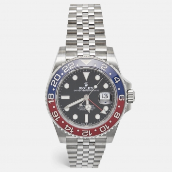 Pre Owned Rolex Black Stainless Steel GMT-Master II 126710BLRO Men's Wristwatch 40 mm 
