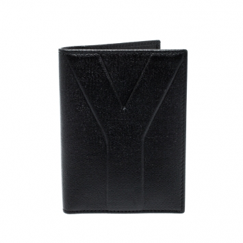 Pre Owned Saint Laurent Paris Black Leather Bifold Wallet