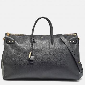 Pre Owned Saint Laurent Black Leather Sac De Jour Duffle Bag