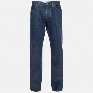 Pre Owned Saint Laurent Dark Blue Denim Straight Leg Jeans XXL Waist 38"