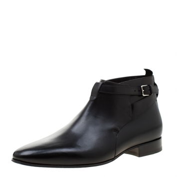 Pre Owned Saint Laurent Paris Black Leather Jodhpur Chelsea Boots Size 43.5