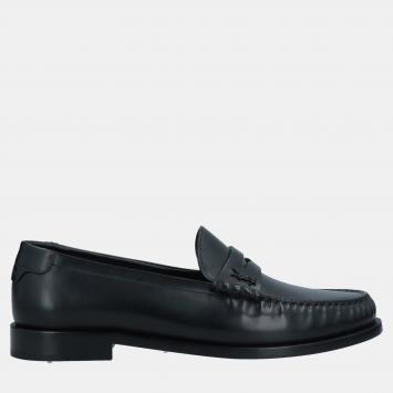 Saint Laurent Black Leather Penny Loafers 45