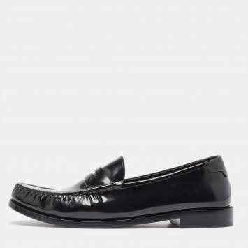 Pre Owned Saint Laurent Black Patent Leather Le Loafers Size 46