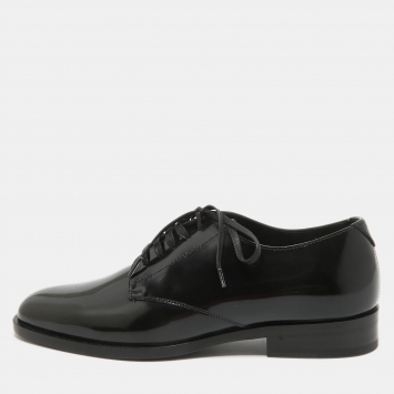 Pre Owned Saint Laurent Black Patent Leather Lace Up Derby Size 41