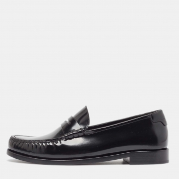 Pre Owned Saint Laurent Black Glossy Leather Penny Loafers Size 41