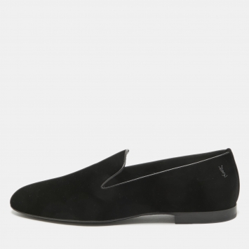 Pre Owned Saint Laurent Black Velvet Smoking Slippers Size 44