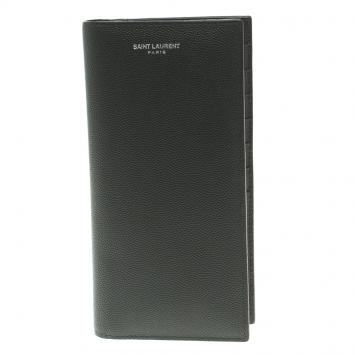 Pre Owned Saint Laurent Paris Dark Grey Grain Leather Continental Wallet