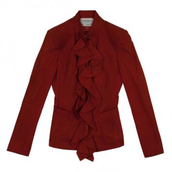 Pre Owned Saint Laurent Paris Silk Suede Ruffle Jacket M