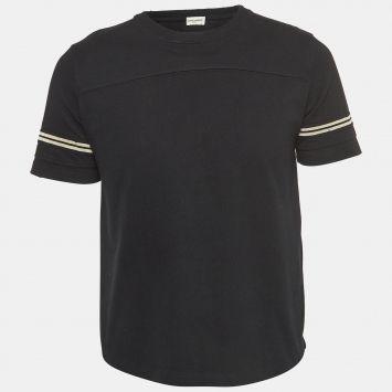 Pre Owned Saint Laurent Black Decoupe Dust Cotton T-Shirt S