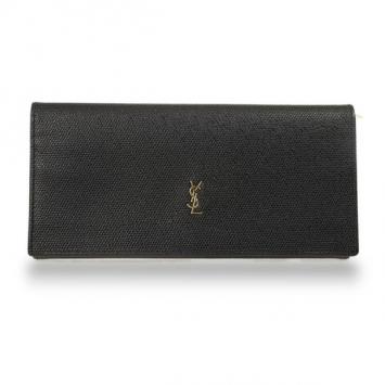 Pre Owned Yves Saint Laurent Black Leather Classic Large Wallet 