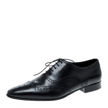 Pre Owned Saint Laurent Paris Black Brogue Leather Oxfords Size 44.5