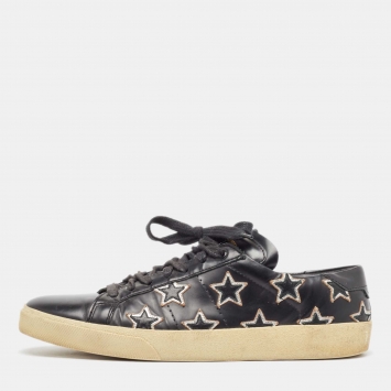 Pre Owned Saint Laurent Black Leather Court Classic Star Sneakers Size 41