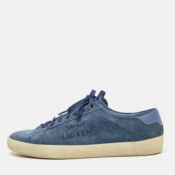 Pre Owned Saint Laurent Blue Suede Court Classic Sneakers Size 40