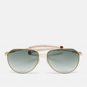 Pre Owned Salvatore Ferragamo Green/Gold SF219S Aviator Sunglasses