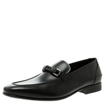 Pre Owned Salvatore Ferragamo Black Leather Nello Loafers Size 43.5