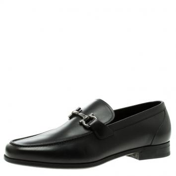 Pre Owned Salvatore Ferragamo Black Leather Tuscan Loafers Size 42.5