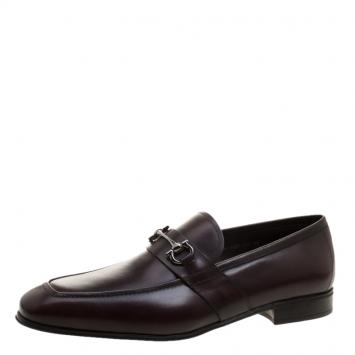Pre Owned Salvatore Ferragamo Brown Leather Germain Bit Loafers Size 45