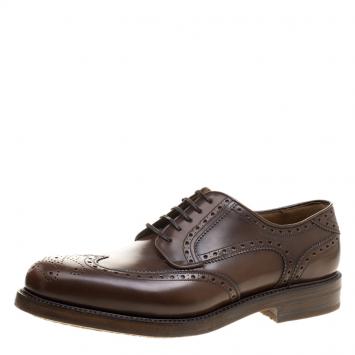 Pre Owned Salvatore Ferragamo Brown Brogue Leather Gabriele Derby Size 42.5