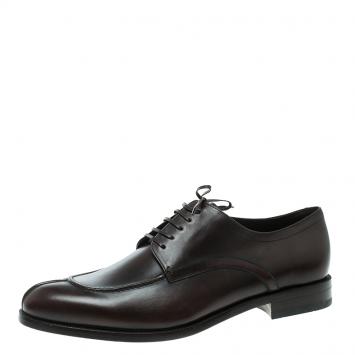 Pre Owned Salvatore Ferragamo Brown Leather Gustav Lace Up Derby Size 44.5