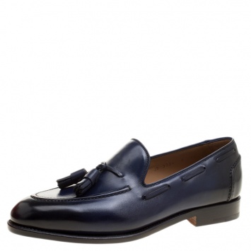 Pre Owned Salvatore Ferragamo Blue Leather Loreno Tassel Loafers Size 42